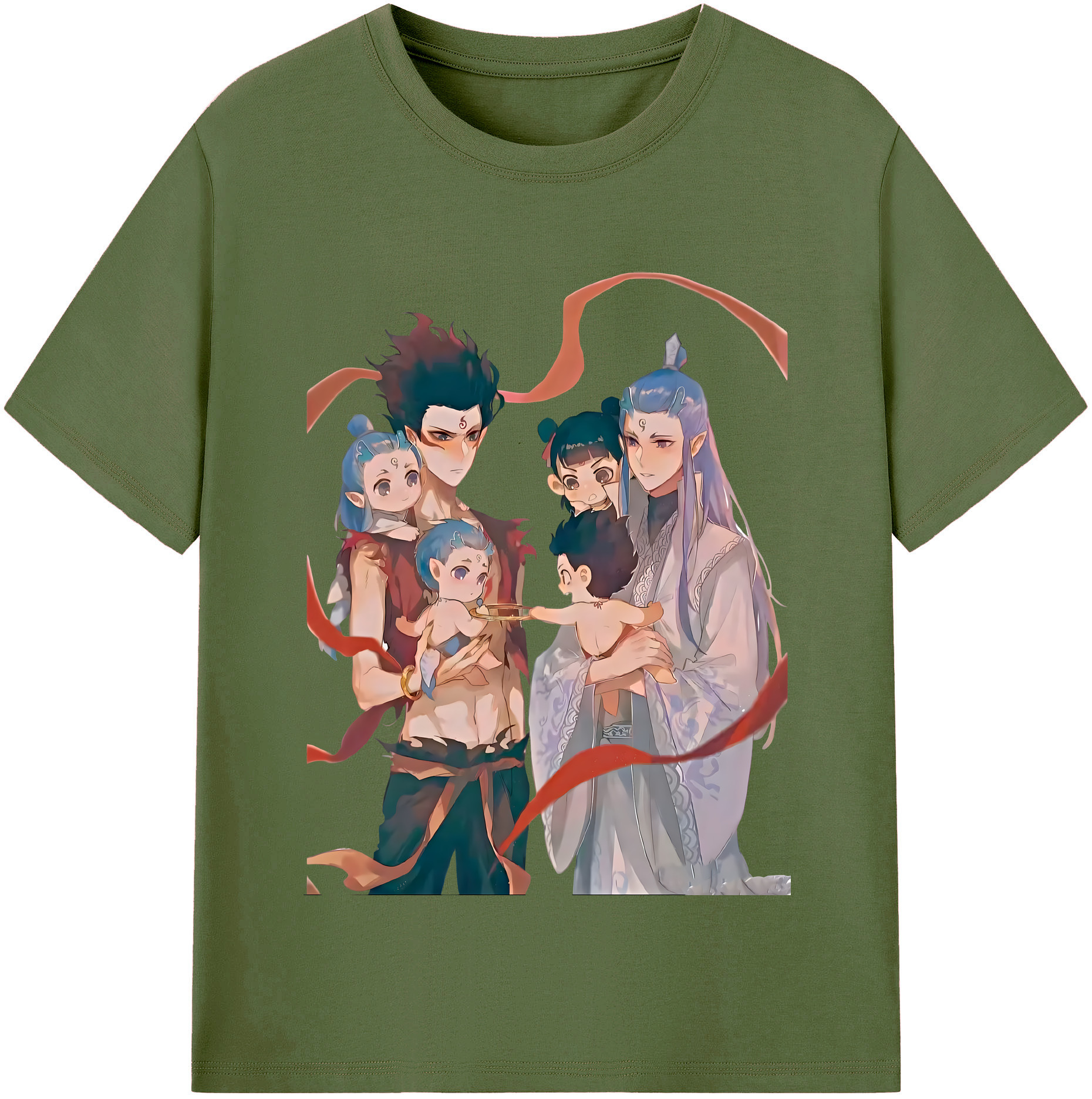 （画像用） Ne Zha 2 ナタ 魔童の大暴れ 綿100％半袖Tシャツ（フロントプリント）